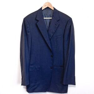 Canali Mens Wool Blazer Size 44L EUR 54L Charcoal Gray Travel Business Italy